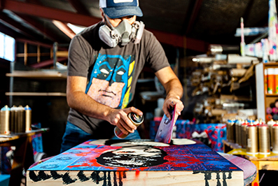 Pop artist Brad Novak '89 in his studio